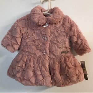 Calvin Klein Baby Girl Crackled Faux-fur Coat
